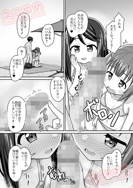 スキスキお兄ちゃん 秘密のプライベートビーチでイチャラブ3P 〜真夏の水着で溶け合う甘エッチ〜
