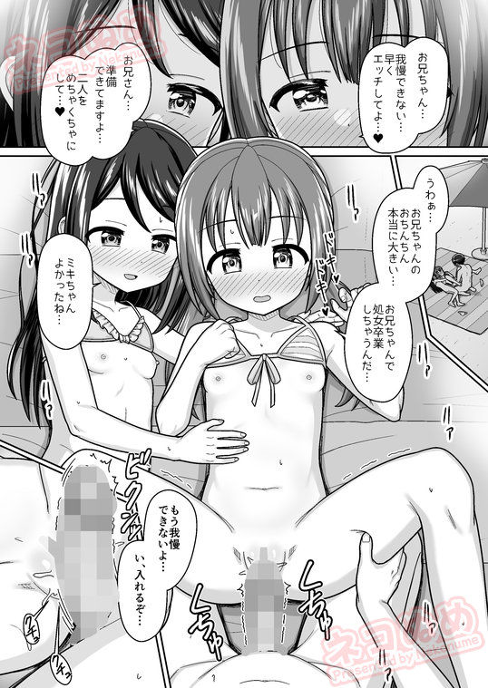 スキスキお兄ちゃん 秘密のプライベートビーチでイチャラブ3P 〜真夏の水着で溶け合う甘エッチ〜