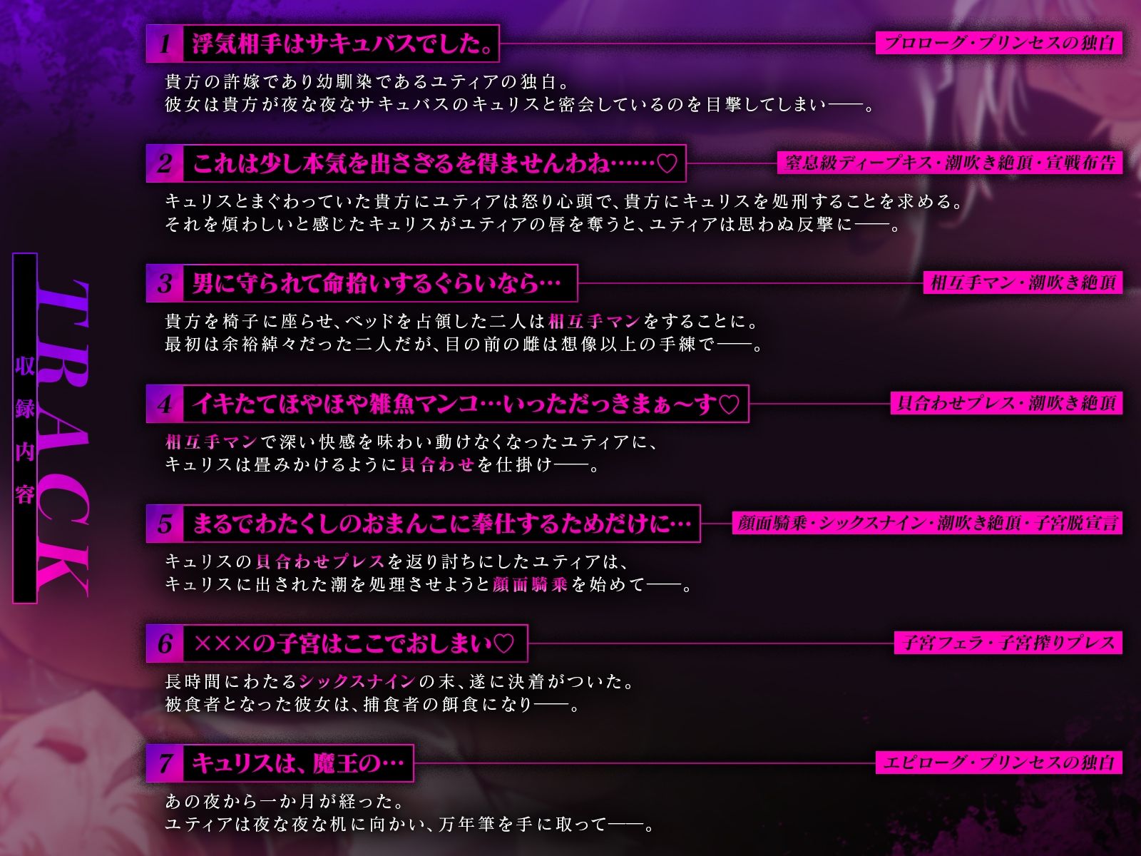 【鬼畜・レズバトル】 過激閲覧注意！ サキュバスVSプリンセス〜王子の浮気相手がサキュバスでしたので実力行使で排除致します（はーと）〜【KU100】