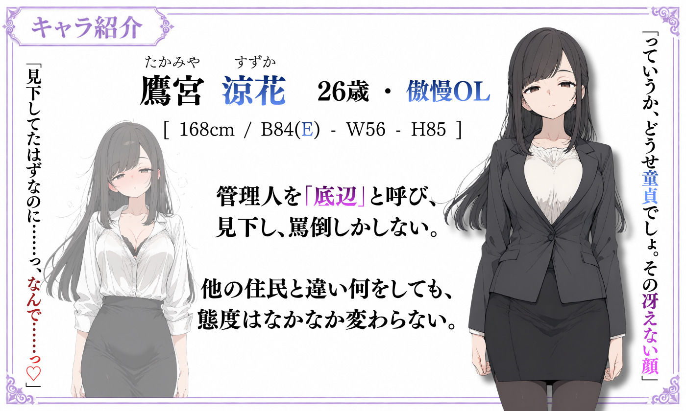 【探索育成型シミュレーション】背徳物件 〜生意気な住人を寝取り＆分からせでメス堕ちさせるマンション育成型ゲーム〜