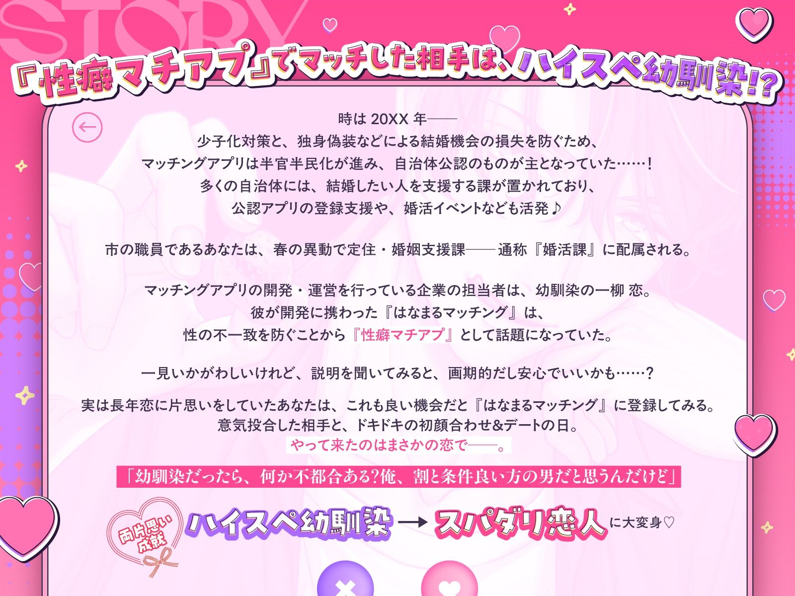 《両片思い成就》婚活アプリの初アポ相手がハイスペ幼馴染だなんて聞いてない!【甘々囁き×愛重め×キス魔】