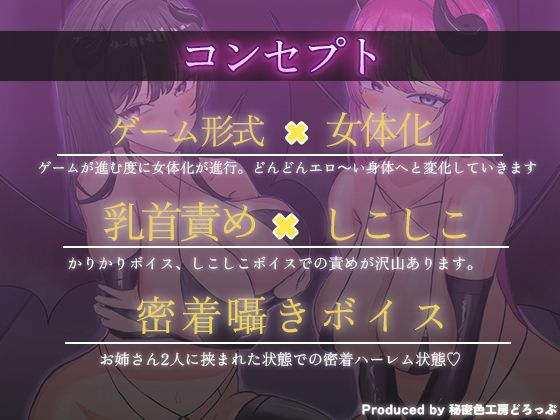 女体化×乳首マゾ】Wサキュバスによるメス化メス堕ちノルマ式オナサポゲーム【密着囁き×メス堕ち×しこしこ×かりかりボイス】