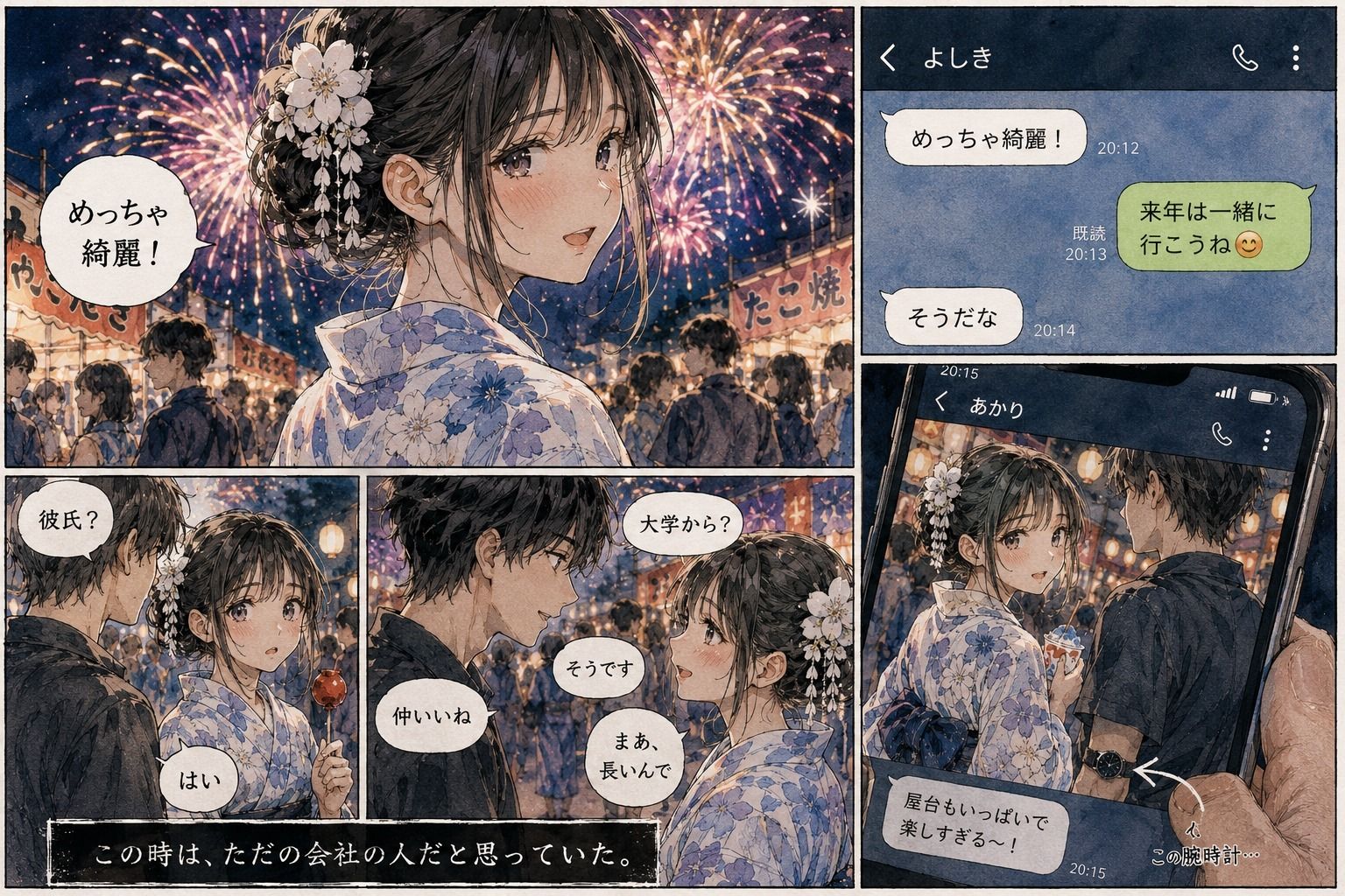 花火大会の夜、彼女の位置情報がラブホテルで止まった。