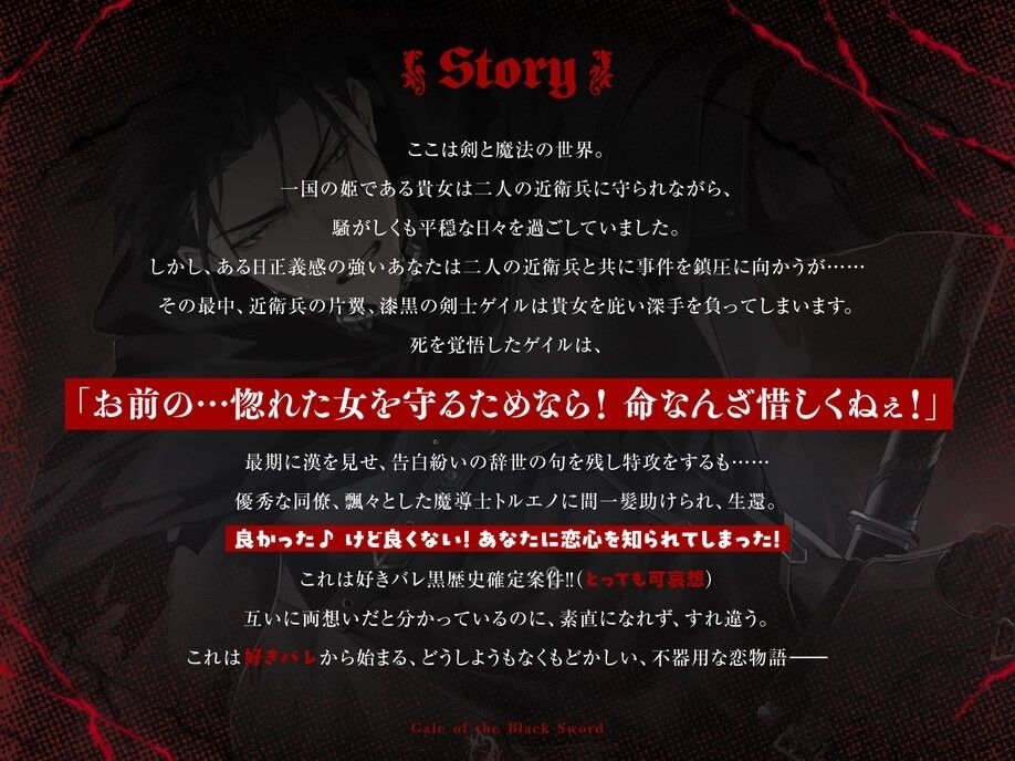 【好きバレツンデレ一途従者】黒剣のゲイル〜死の覚悟決めて告白したら生き延びちゃった無骨な剣士♪筋肉質で乱暴な彼に優しく愛される王宮初夜〜【独占欲全開キスマ刻印】