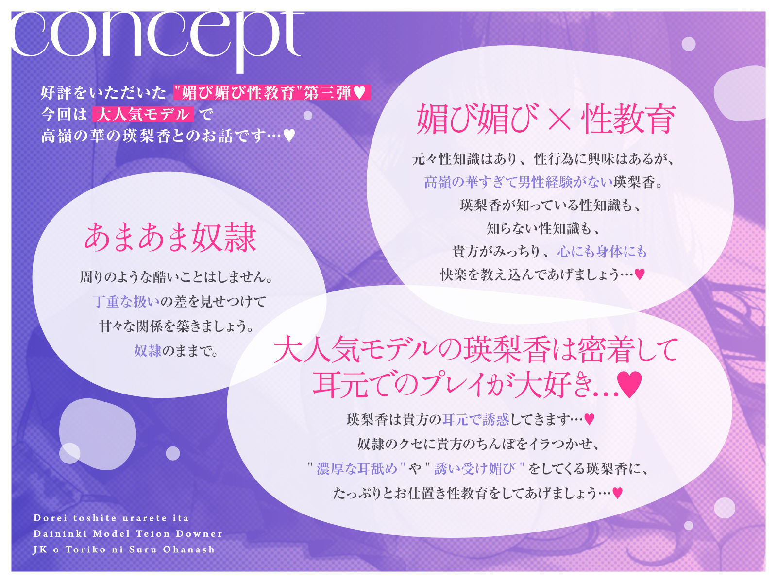 【媚び媚び性教育3】奴●として売られていた大人気モデル・低音ダウナーJKを虜にするお話【耳舐め誘い受け媚び】