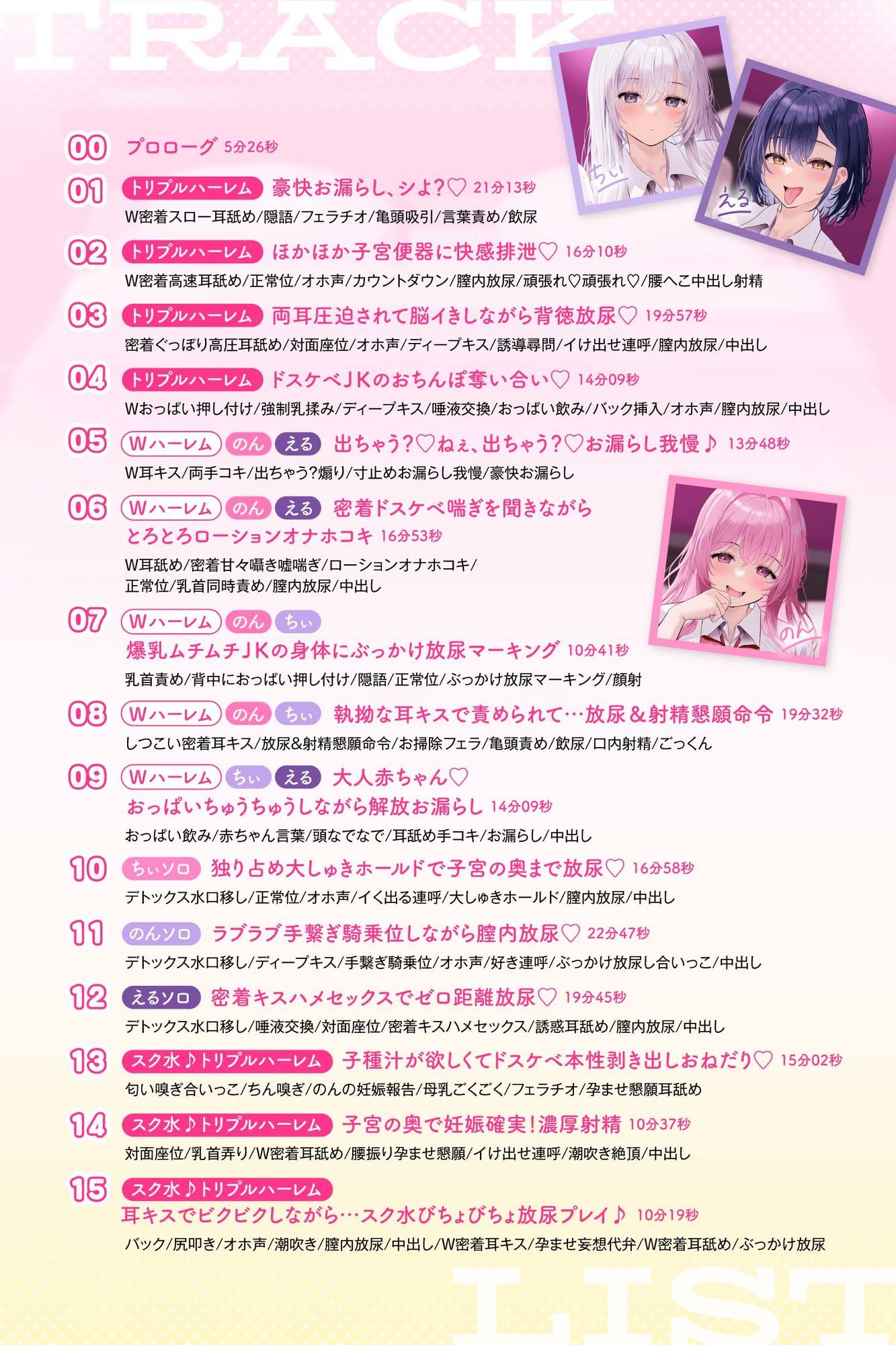 【4時間越え！脳イきトリプルハーレム】膣内放尿パラダイス♪ネットで噂の裏風俗「デトックスピンクサロン」【大量の水分を摂取した後に聴いて欲しい】