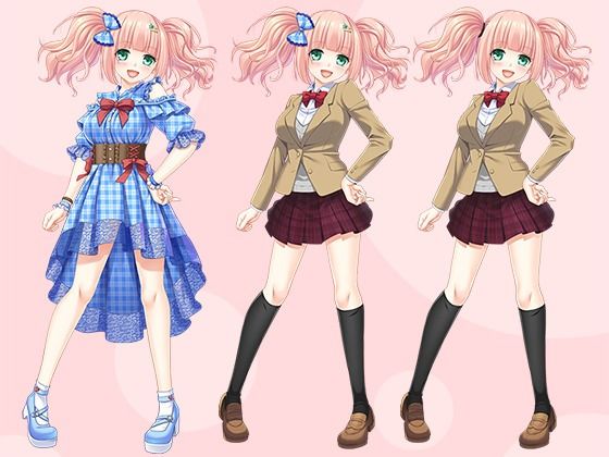 【立ち絵素材R18】ツインテピンクの活発美少女アイドル フルセットPSDパック