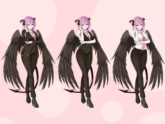 【立ち絵素材R18】冷静沈着悪魔の秘書 フルセットPSDパック