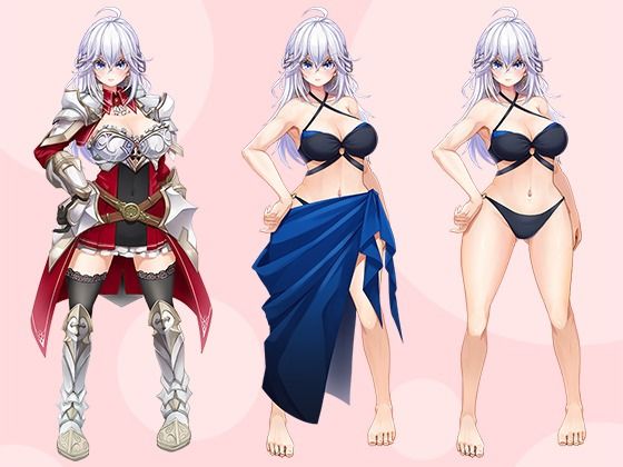 【立ち絵素材R18】誇り高き銀髪の女騎士 フルセットPSDパック
