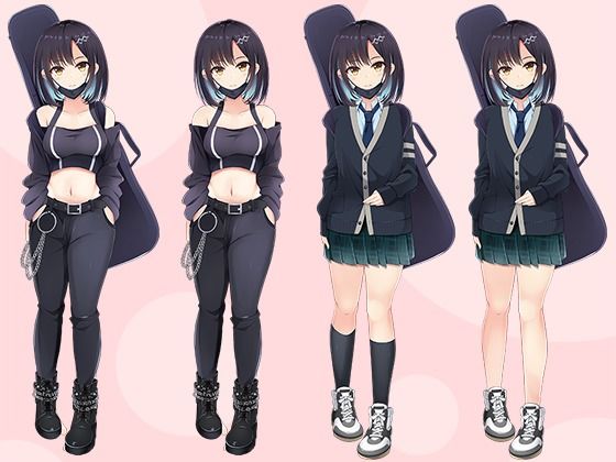 【立ち絵素材R18】 謎めいたマスクバンド少女 フルセットPSDパック