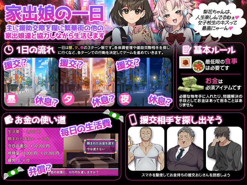 家出娘の援交生活SIM