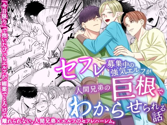 セフレ募集中の強気エルフが人間兄弟の巨根でわからせられる話