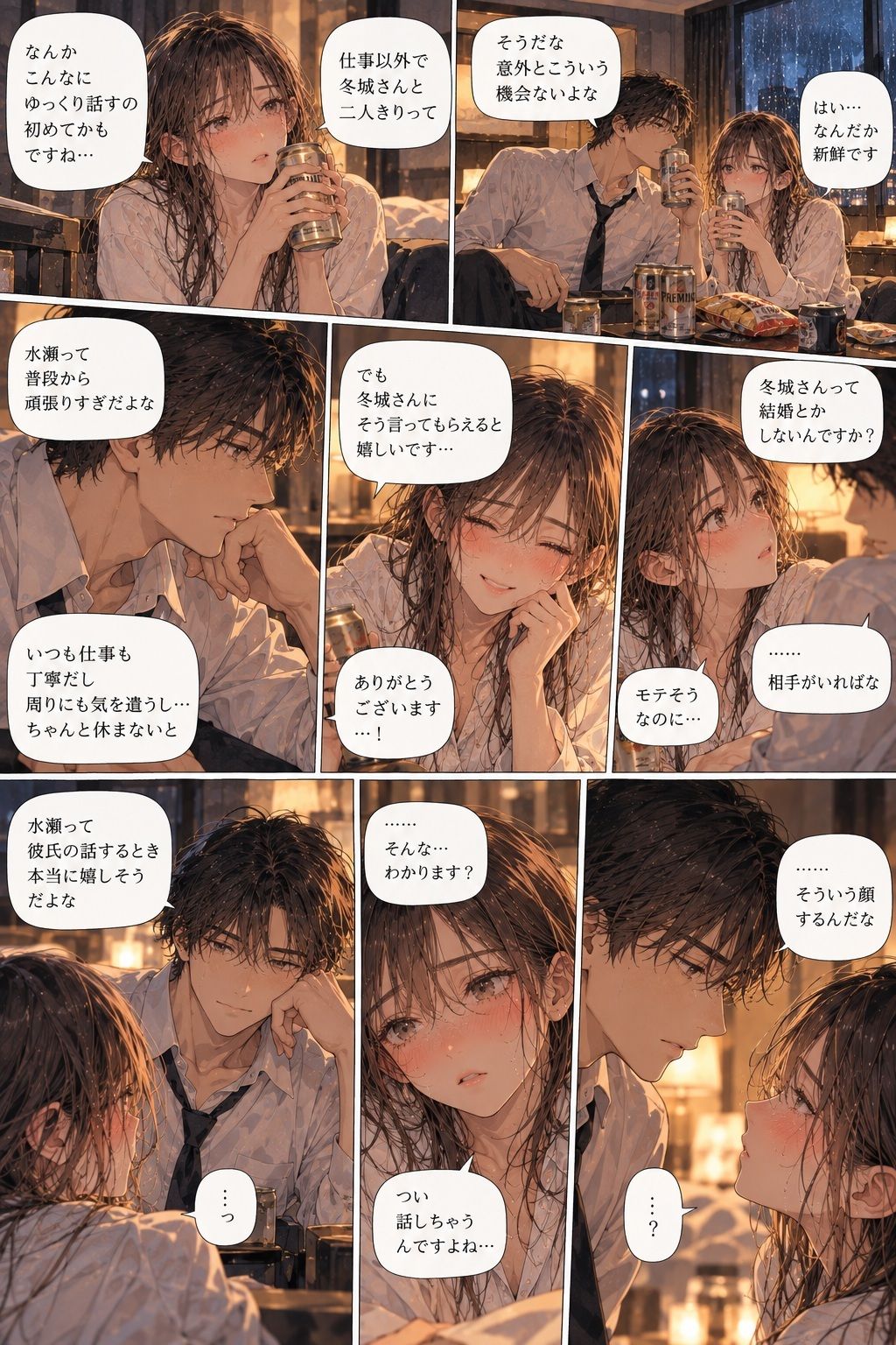 台風で帰れなくなった彼女が、会社の上司とホテルの同じ部屋に泊まることになった。