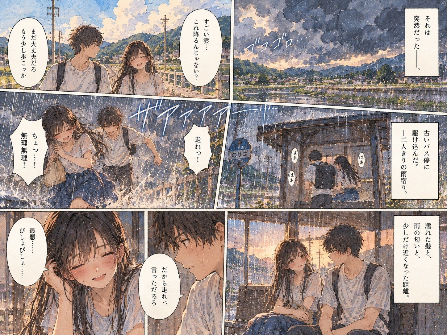 雨宿り、幼なじみが女になった。〜濡れた彼女と二人きりになった夏の夕暮れ〜