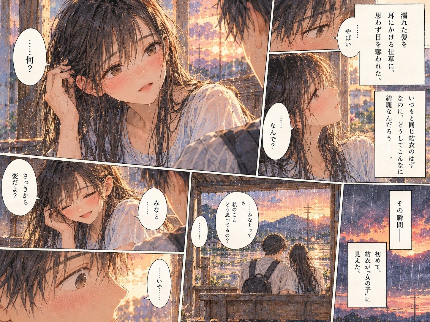 雨宿り、幼なじみが女になった。〜濡れた彼女と二人きりになった夏の夕暮れ〜