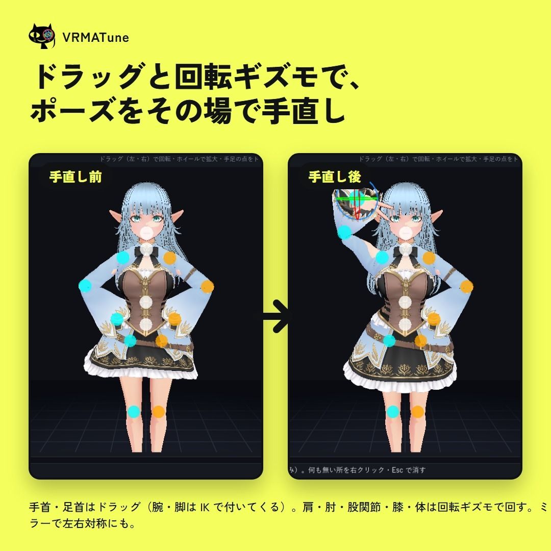 VRMATune Pro― VRMA のポーズ・モーションを自分の VRM に合わせて手直し